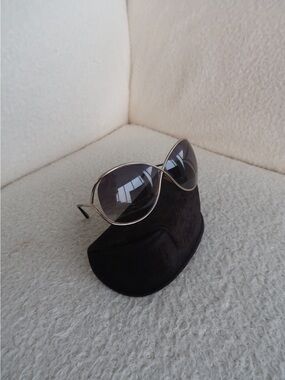 Tom Ford Oversized Silver Frame Sunglasses with Smoke Lenses